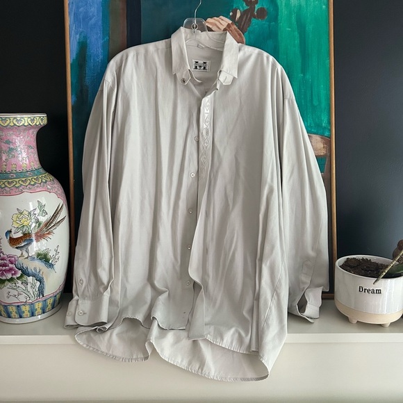 Elegant Light Gray Men's Dress Shirt L 16.5 - Picture 4 of 11